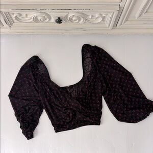 FREE PEOPLE Puff Sleeve Crop Blouse